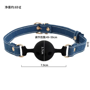 Nouveaux menottes de cow-girl BDSM, menottes en silicone, bouchon buccal en forme de boule, collier de cou, chaîne de chien, ensemble de claques pour les mains, jouets sexuels pour couple - Product Image 3