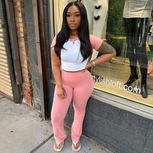 ชุดเสื้อผ้า2ชิ้นสำหรับผู้หญิงเสื้อผ้าใส่อยู่บ้าน2ชิ้นเสื้อครอปและกางเกงชุดสองชิ้นสำหรับฤดูร้อน - Product Image 4