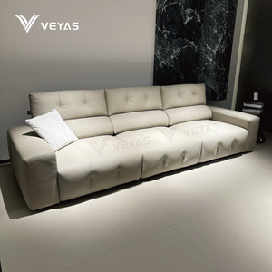 Fauteuil inclinable moderne en cuir véritable, écologique, avec télécommande intelligente, ergonomique, ensemble de 3 places, dossier haut et serré, inclinable VY32, moderne et élégant - Product Image 1