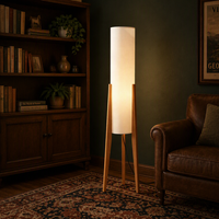 Lampadaire Trépied Moderne en Bois Exclusif Transfrontalier avec Abat-jour en Lin pour Salon et Chambre à Coucher – Vente en Gros