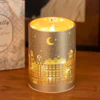 Moderne Stadt-Skyline Mond-Stern Handgemachte Sojawachs-Aromatherapie-Kerze LED-Anzeigebildschirm Ausgehöhltes Schattendesign Wohndekor Geschenke