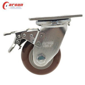 CARSUN Heavy Duty 4/5/6/8 Zoll PU-Rad rollen Lock Industrial Caster Rigid Swivel Style Gummis tahl Aluminium Kugellager OEM - Product Image 2