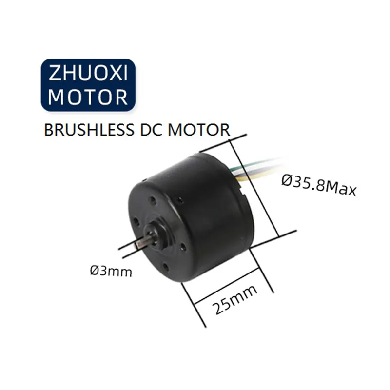 black micro BLDC motor factory price for sale 3625 diameter 36 * 25 mm 12v dc fan motor long life low noise brushless motor