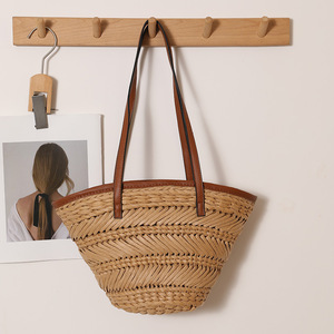 Sac Panier Tressé Fait Main, Sacs de Plage Bohèmes pour Femmes, Sac à Bandoulière en Corde de Papier, Sacs en Paille au Crochet, Sacs à Main de <span class=keywords><strong>Bali</strong></span>, Sac Cabas - Product Image 1