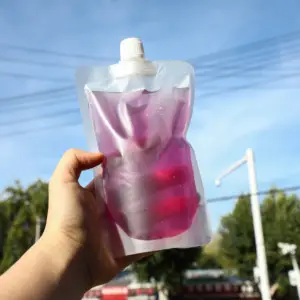 定制透明液体袋壶嘴立式饮料塑料包装袋带壶嘴果汁饮料袋