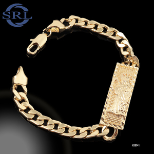 Pulsera de Santa Muerte Chapada en Oro de 18K, Cadena Cubana para Hombre con Dije Ovalado de Esmalte Colorido, Talismán Mexicano - Product Image 6