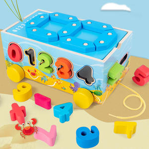 Blocs de puzzle en bois assortis de forme Montessori pour enfants <span class=keywords><strong>jeu</strong></span> de voiture de <span class=keywords><strong>tracteur</strong></span> jouets éducatifs de trieur cognitif pour enfants - Product Image 6