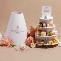 Boîtes à pâtisserie de luxe personnalisables pour service de traiteur, coffrets de thé de l'après-midi à emporter, présentoirs à thé de l'après-midi, boîtes en papier pour thé de l'après-midi sur le thème