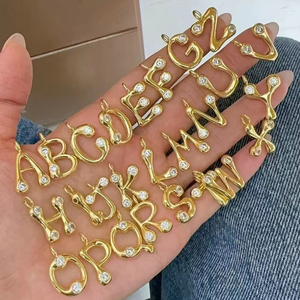 Venta caliente joyería de latón con incrustaciones de circón inicial diamante letra A colgante collar - Product Image 1