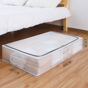 Under Bed Storage <b>Box</b> 80x47x15cm Transparent <b>Foldable</b> With Lid For Clothes And Quilts Moisture Proof Organizer - Product Image 1