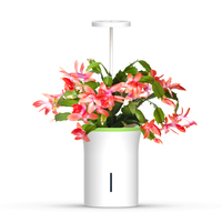 Système hydroponique intelligent Pot de fleurs automatique créatif Pot de fleurs paresseux à arrosage automatique Pot de fleurs rond en plastique blanc