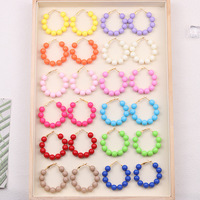 Boucles d'oreilles créoles géométriques en acrylique plaqué or 12 couleurs, style coréen KIKI, tendance, pour filles, douces, pour fêtes et mariages, pour femmes
