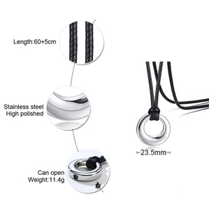 Colar urno de cremação de aço inoxidável, para cinzas, círculo de vida, pingente de joia memorial, presente para mulheres, corrente de corda ajustável - Product Image 4