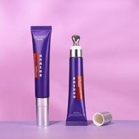 Tube cosmétique en plastique de 10 ml avec bouchon en alliage de zinc de luxe, applicateur de massage, emballage personnalisé haut de gamme, tube souple pour le soin des yeux