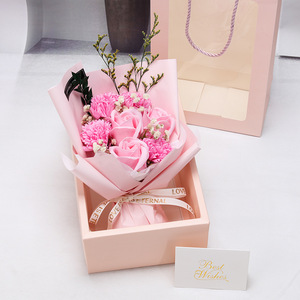 Ramo <span class=keywords><strong>de</strong></span> Flores <span class=keywords><strong>de</strong></span> Jabón Artificial Promocional, Regalo para el Día <span class=keywords><strong>de</strong></span> la Madre, Día <span class=keywords><strong>de</strong></span> San Valentín, Rosa Rosa, Jabón Hecho a Mano, Caja <span class=keywords><strong>de</strong></span> Regalo con Flores - Product Image 1
