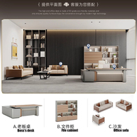 Bureau de direction moderne, mobilier de bureau, placage en noyer de luxe pour suite de PDG