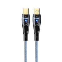 Câble de données USB Type-C vers Type-C multifonctionnel de haute qualité, 60W, 1M, plaqué or, transparent, charge rapide 6A