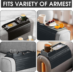 Plateau de canapé pliable antidérapant <span class=keywords><strong>en</strong></span> bambou avec support de tasse et design détachable pour accoudoir de canapé, plateau de rangement pour canapé, table de canapé - Product Image 2