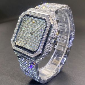 Orologio da Polso da Uomo Iced Out Quadrato di Lusso con Diamanti Pave Completi, Gioiello Bling Stile Rapper Hip Hop, al Quarzo - Product Image 4