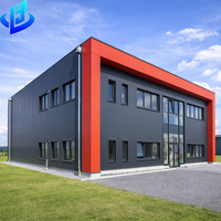 Kit de Bâtiment Commercial Préfabriqué en Acier : Garage, Atelier, Entrepôt à Structure Métallique Rouge avec Toit en Panneaux PBR et Panneaux R