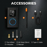 Pocket Metal Air Compressor Portable Tire Inflator with Tire Pressure Monitor and Fast Inflation for Car Motorcycle