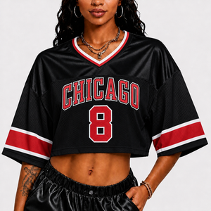 T-shirt Wilson <span class=keywords><strong>Chicago</strong></span> <span class=keywords><strong>Bulls</strong></span> pour femme, personnalisable avec nom et numéro, tenue de sport décontractée Y2K, coupe ample et épaules tombantes - Product Image 3