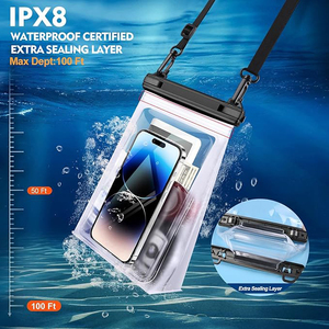 Estuche Impermeable Flotante Grande para Teléfono, Doble Espacio, Transparente, con Capa de Sellado Adicional, Cordón Ajustable para Surf y Snorkel - Product Image 4