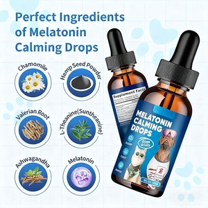 Complément calmant <span class=keywords><strong>pour</strong></span> animaux <span class=keywords><strong>de</strong></span> compagnie OEM : Gouttes apaisantes à la mélatonine avec camomille, ashwagandha et <span class=keywords><strong>racine</strong></span> <span class=keywords><strong>de</strong></span> valériane <span class=keywords><strong>pour</strong></span> chats et chiens – Améliore l'humeur - Product Image 5