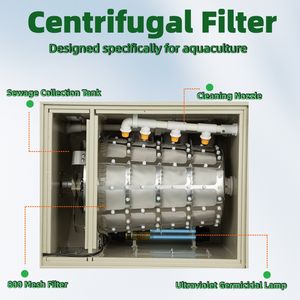 Filtre à tambour rotatif à écran de 25 microns, 10 tonnes, 10 m3 avec <span class=keywords><strong>pompe</strong></span> de 10 000 litres, filtre UV interne pour système de <span class=keywords><strong>filtration</strong></span> de bassin à poissons Koi - Product Image 6