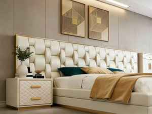 Set <span class=keywords><strong>Letto</strong></span> <span class=keywords><strong>Matrimoniale</strong></span> con Base Materasso e Testiera in <span class=keywords><strong>Legno</strong></span> per Mobili in Vera Pelle Moderni di Lusso con Contenitore <span class=keywords><strong>Letto</strong></span> Singolo Queen King Size - Product Image 2