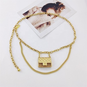 Luxo <span class=keywords><strong>Chain</strong></span> Belt para Mulheres Mini Cintura <span class=keywords><strong>Gold</strong></span> Metal Bag Oco Out Bag Cintura Tassel Body Jewelry Acessórios - Product Image 3