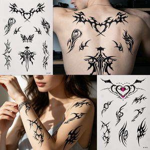 Tatouages temporaires tribaux papillon sexy pour femmes adultes, autocollant corporel 3D réaliste, imperméable, pour sous-poitrine et sternum - Product Image 2