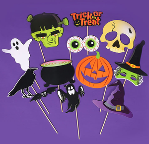 Personnalisé Citrouille Crâne Fantôme <span class=keywords><strong>Zombie</strong></span> Corbeau Sorcières Trick or Treat Joyeux Halloween Fête Bannières Marque Lunettes Signes <span class=keywords><strong>Photo</strong></span> Props Décor - Product Image 2