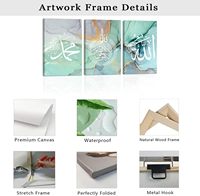 3 pcs Vente directe d'usine Noir et blanc sans rebord Décorations pour la maison musulmane Alapai calligraphie murale islamique décoration murale peinture
