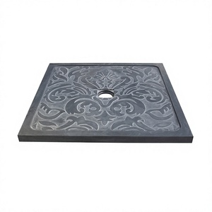 Bacs de douche en granit noir massif et acrylique, design moderne fait main, gravure personnalisée, étanche, OEM BST-019A-ABBL Malaisie - Product Image 1