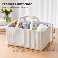 Organisateur de rangement carré moderne en velours côtelé fait main à 3 compartiments avec poignées pour rangement polyvalent dans la maison ou le placard