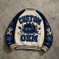 Blouson de baseball varsity pour homme, coupe oversize, épaules raglan, en tissu chenille 320 GSM, brodé, style streetwear, personnalisable OEM