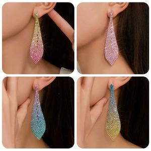 European American High-End Classic <b>Long</b> Silver Plated Zinc Alloy Geometric Rhinestone Pipa Qin Tassel Women's Bridal Accessories - Product Image 2