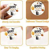 Étiquettes cadeaux rondes en papier pour Halloween, motifs Boo, ballon, chat noir, citrouille, chauve-souris, 50 pièces par sac, 5 cm avec ficelle, dos vierge pour sacs de bonbons