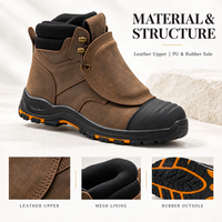 Bottes de sécurité en cuir personnalisées avec protection métatarsienne, embout composite, semelle intermédiaire anti-perforation et semelle en caoutchouc pour la vente en gros