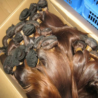 Ekstensi Rambut Keriting Alami Berkualitas Tinggi Warna Cokelat Asli dari Kamboja, Model Egg Curls, Lentur dan Mengembang, Grosir Wefts