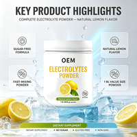 Poudre d'électrolytes en gros OEM 454g 1 lb Saveur citron naturel Fournisseur de marque privée Distributeur Marque personnalisée