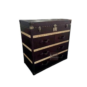 Mobili per baule <span class=keywords><strong>vintage</strong></span> soggiorno in vera pelle 4 cassetti antico piroscafo cassettiera portaoggetti TV tavolo <span class=keywords><strong>camera</strong></span> <span class=keywords><strong>da</strong></span> <span class=keywords><strong>letto</strong></span> ampio <span class=keywords><strong>comò</strong></span> - Product Image 3