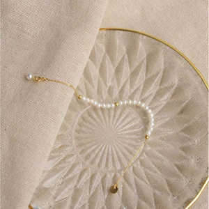 WENCHI Handmade Small Fresh Retro Freshwater <b>Pearl</b> 4-5mm 14k <b>Gold</b> <b>Bracelet</b> Real <b>Pearl</b> Bangle - Product Image 1