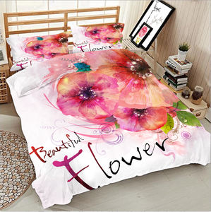 3 pezzi Set 3D floreale con stampa di uccelli e rosa rossa impermeabile copripiumino in lino di poliestere elegante vignetta con motivo vegetale - Product Image 5