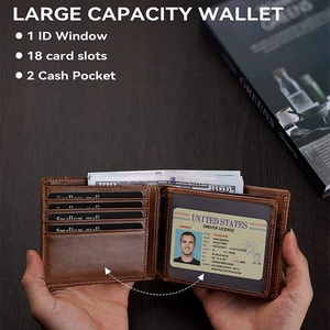 Custom Slim RFID Leather Bifold <b>Wallet</b> Organizer Slim Card <b>Holder</b> with 14 Card Slots and 2 Cash Pockets Genuine Leather <b>Wallet</b> - Product Image 3
