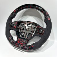 Volant sport en fibre de carbone rouge forgé pour Renault Clio 4, design tendance, fond plat avec suède
