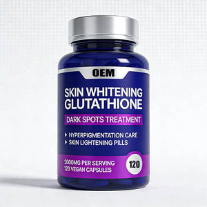 Capsules de L-Glutathion pour éclaircir la peau 2000mg, éclaircissement efficace de la peau, complément végétalien et naturel, 120 capsules/flacon - Product Image 1