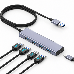 Hub USB 3.0 de 4 Puertos, Adaptador USB a Ethernet RJ45 Gigabit LAN, Estación de Acoplamiento para Laptop - Product Image 1
