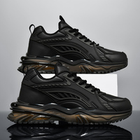 Chaussures de sport montantes décontractées pour hommes, style papa, avec semelle en caoutchouc TPU, imperméables, respirantes, en cuir microfibre, pour la marche